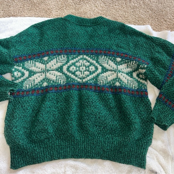 Vintage American Outfitters Wool Sweater Green Patterned Men's XL 85% Wool - Picture 7 of 9